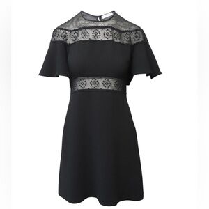 Sandro Paris Angie Embroidered Lace Mini Dress in Black